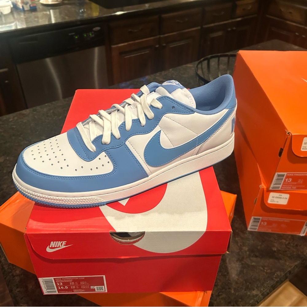 Nike Men's Sky Blue and White Sneakers